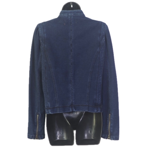 Pilcro Anita Cropped Mixed Media Denim Knit Fitted Jacket Blazer (Anthropologie) - Picture 2 of 5